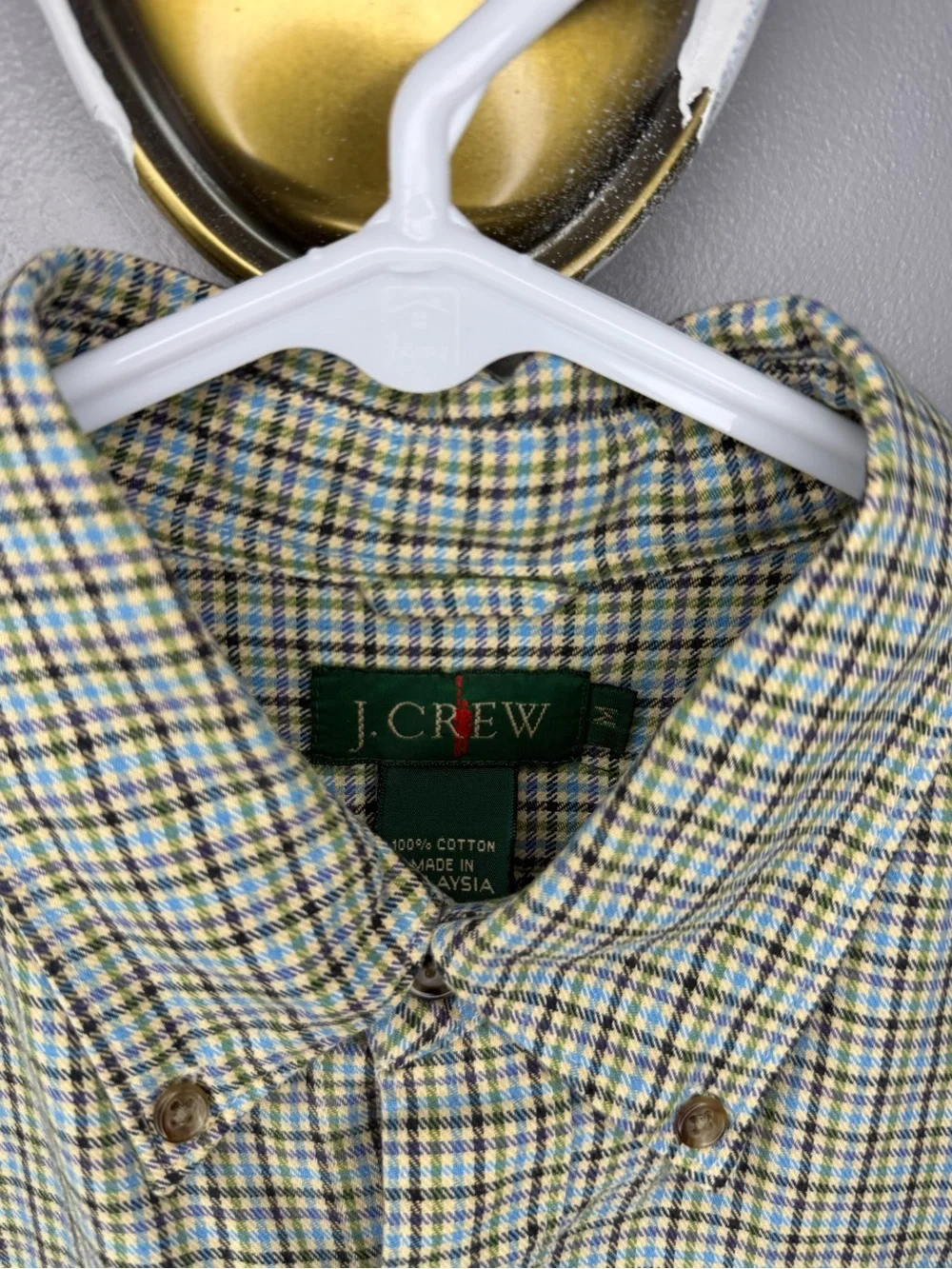 Vintage J.Crew Men’s Plaid Button Down Shirt Long Sleeve Cotton Button Collar